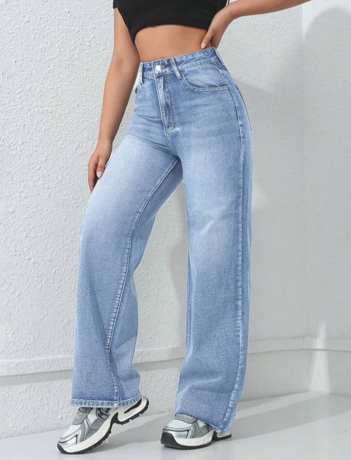 Washed Straight Leg Jeans // Ocean Blue