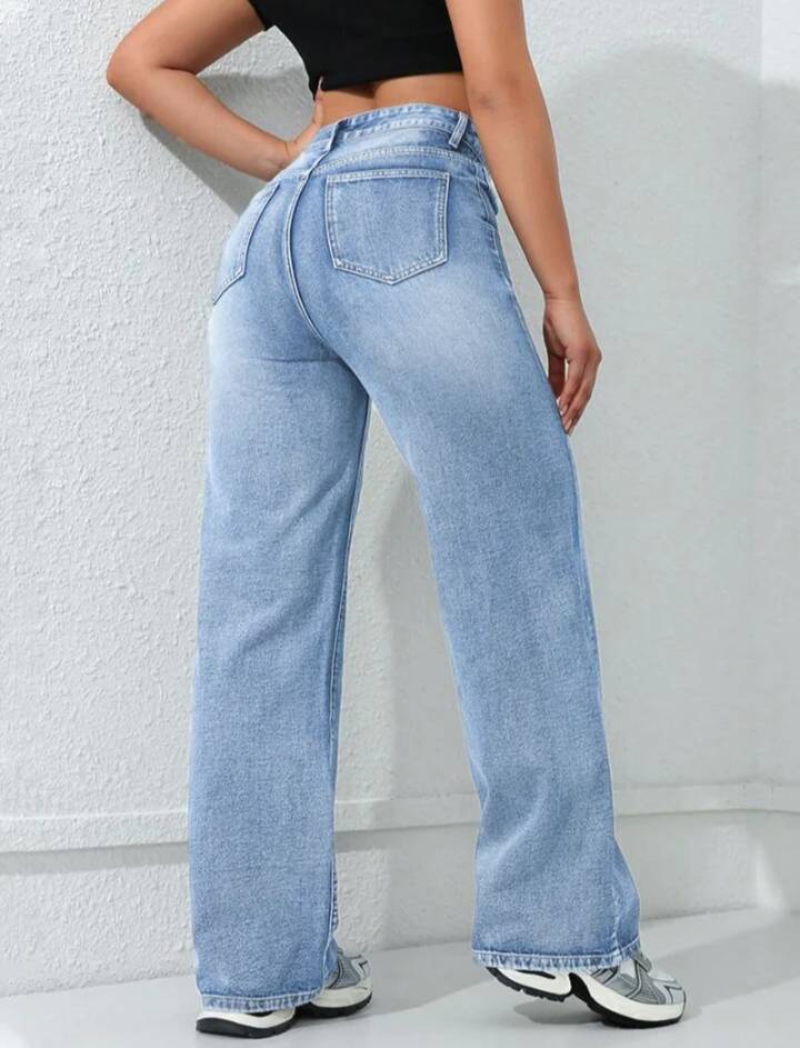 Washed Straight Leg Jeans // Ocean Blue