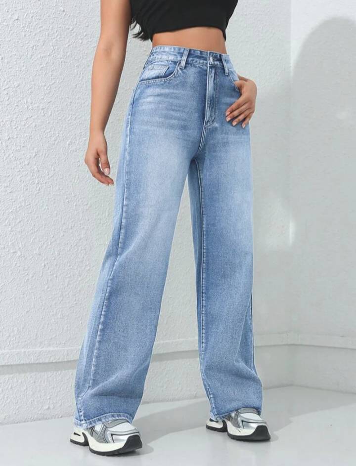 Washed Straight Leg Jeans // Ocean Blue