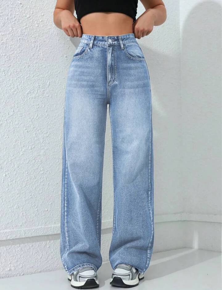 Washed Straight Leg Jeans // Ocean Blue