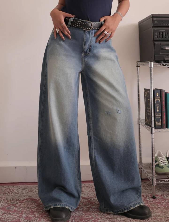 Washed Wide Leg Jeans // Airy Blue