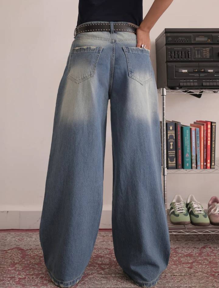 Washed Wide Leg Jeans // Airy Blue