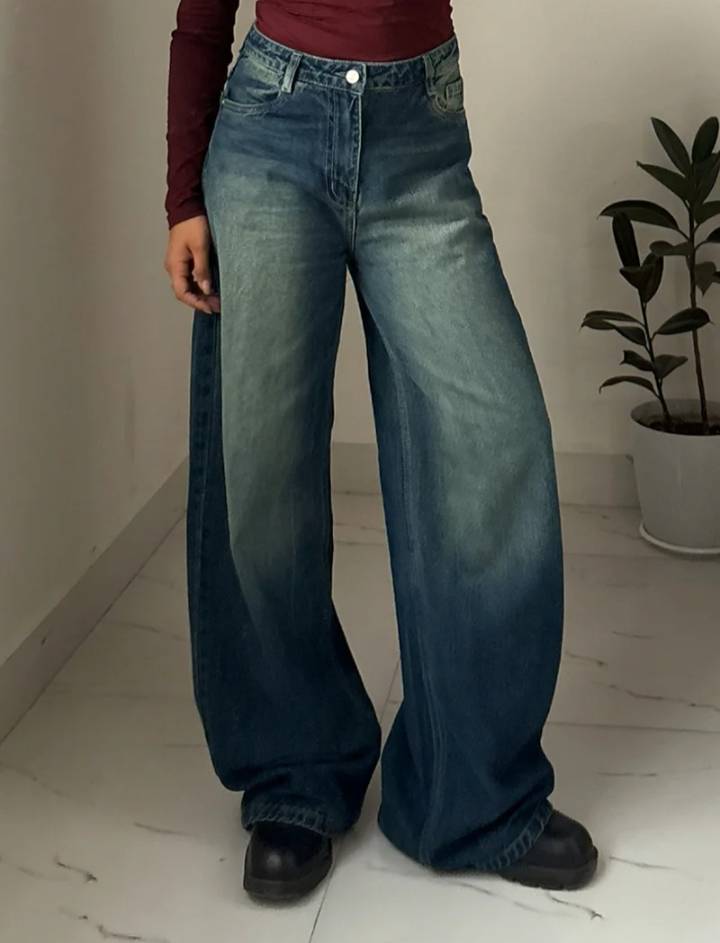 Washed Wide Leg Jeans // Astral Blue