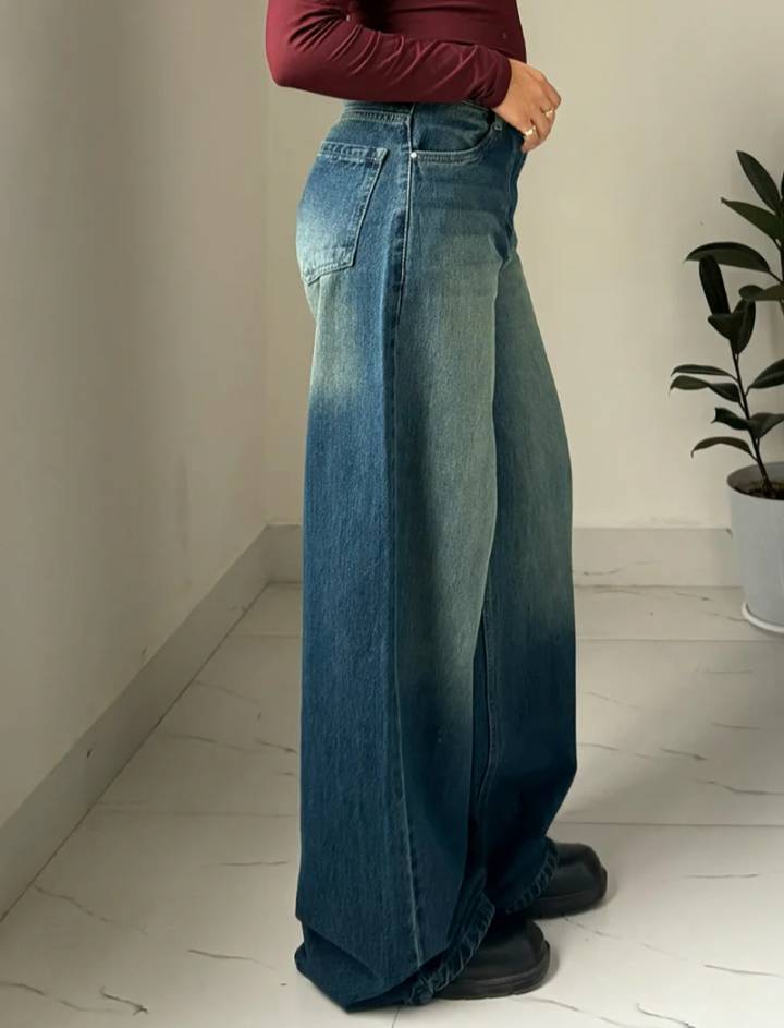Washed Wide Leg Jeans // Astral Blue