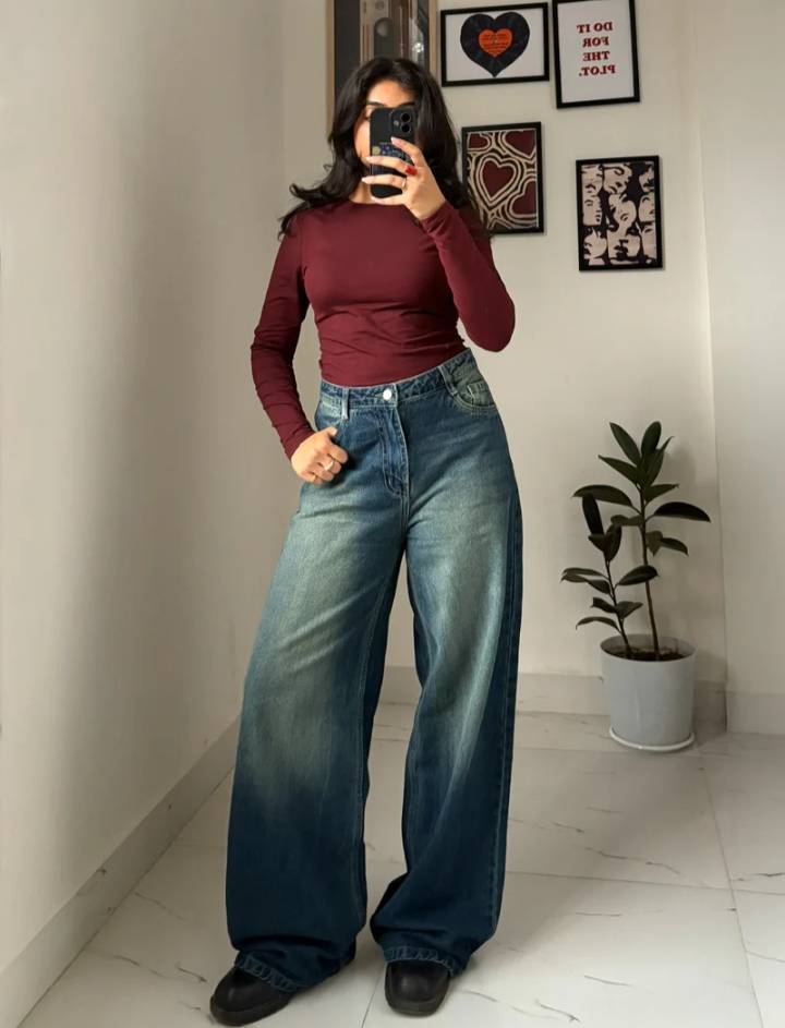 Washed Wide Leg Jeans // Astral Blue