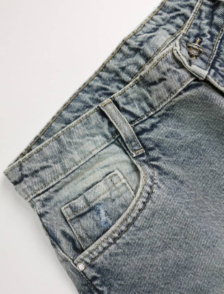 Washed Wide Leg Jeans // Smoke Blue