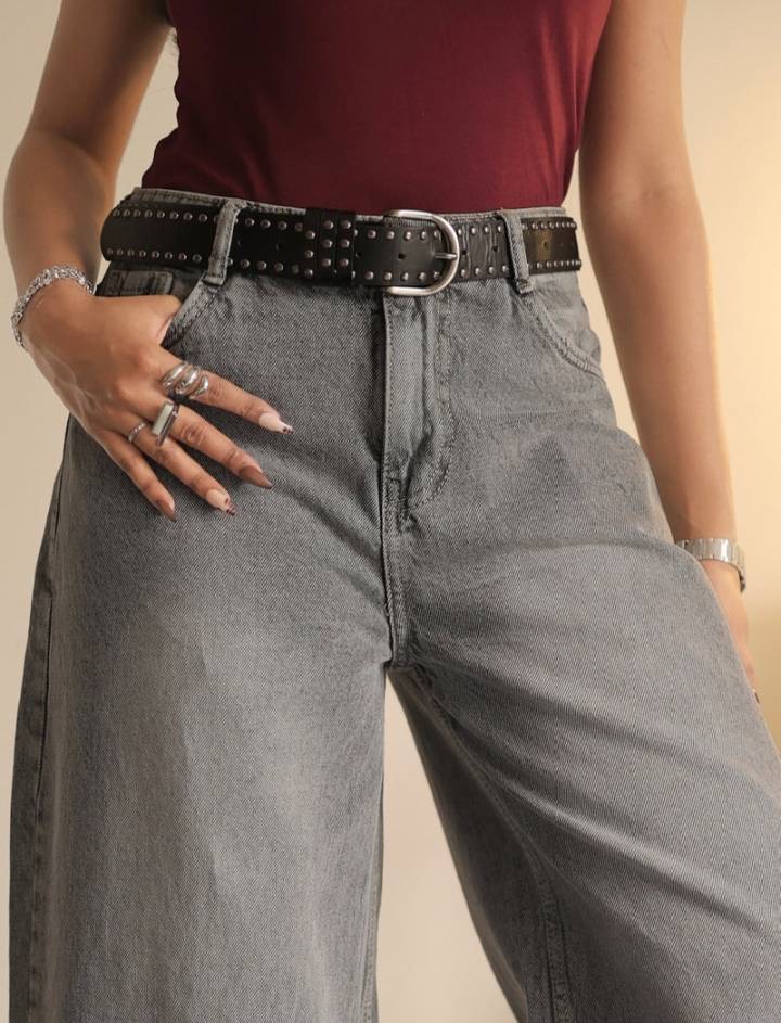 Washed Wide Leg Jeans // Comet Grey