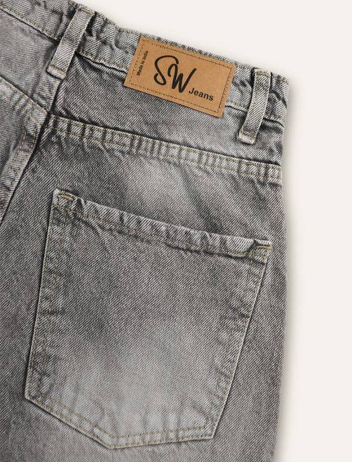 Washed Wide Leg Jeans // Comet Grey