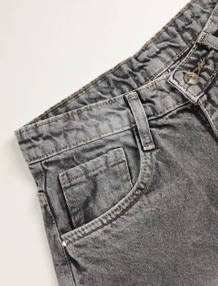 Washed Wide Leg Jeans // Comet Grey