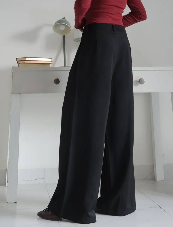 Wide Leg Korean Pants // Black