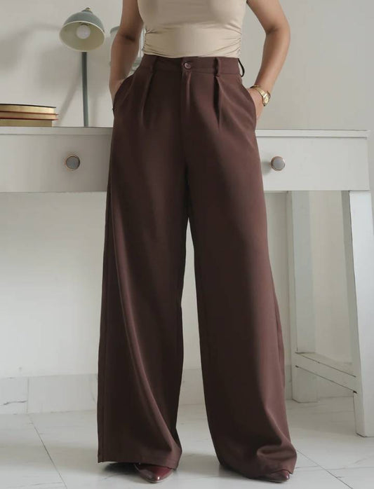 Wide Leg Korean Pants // Chocolate Brown