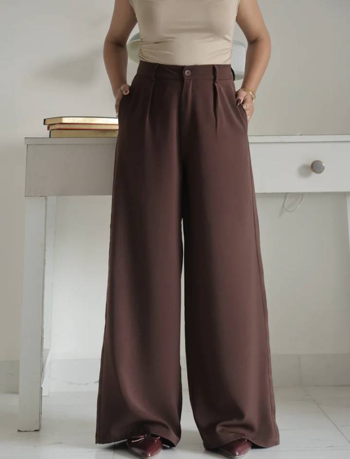 Wide Leg Korean Pants // Chocolate Brown