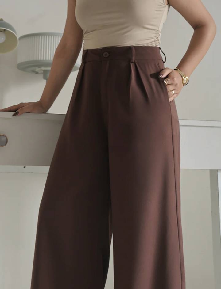 Wide Leg Korean Pants // Chocolate Brown