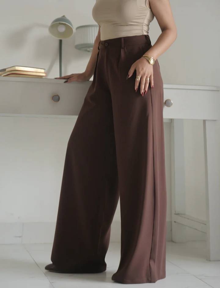 Wide Leg Korean Pants // Chocolate Brown