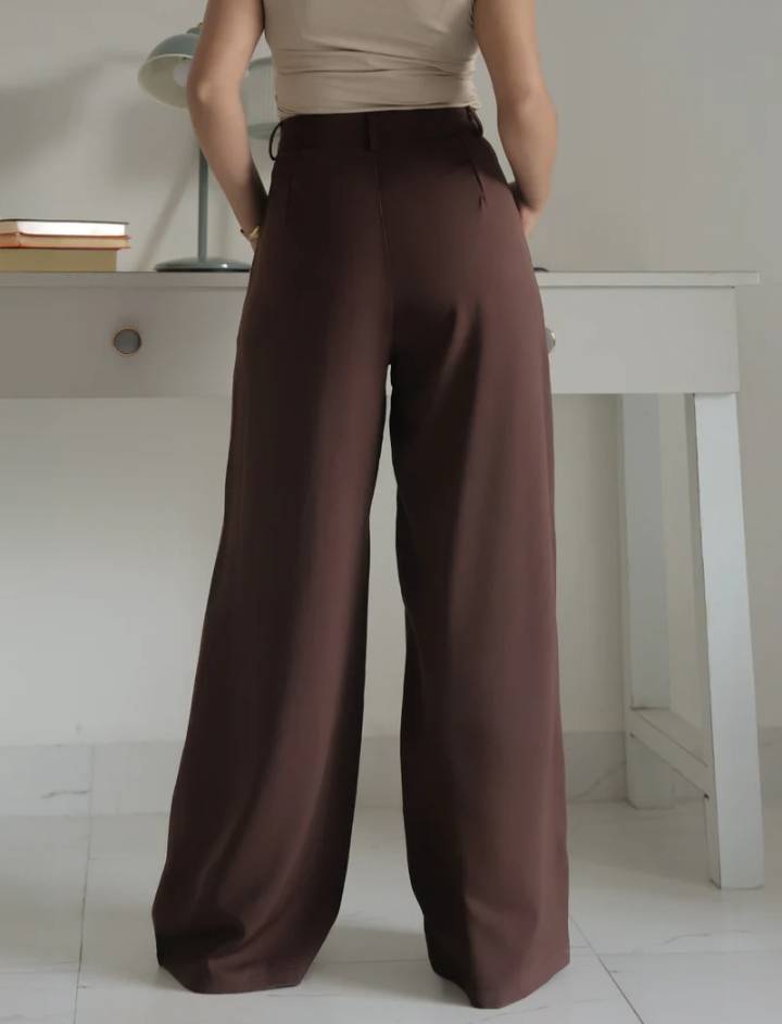 Wide Leg Korean Pants // Chocolate Brown