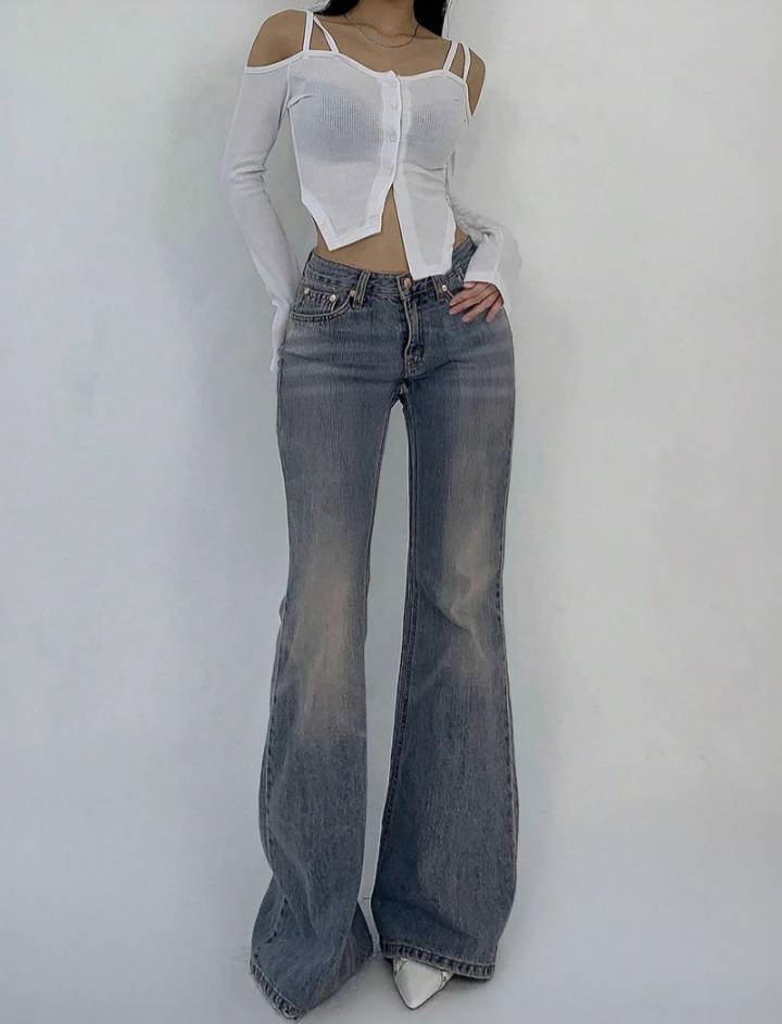 Y2K Bootcut Jeans // Ash Blue