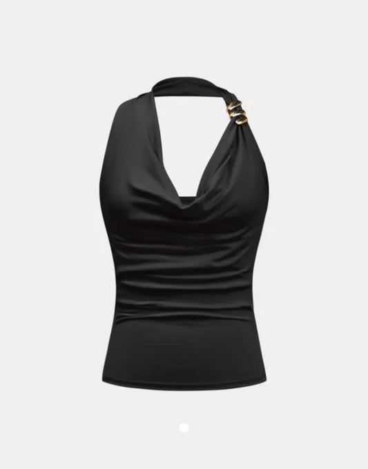 Draped Halter Top // Black