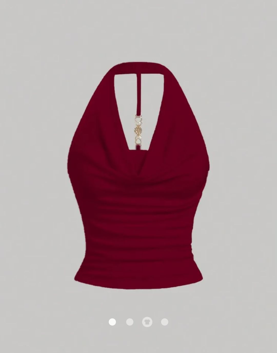 Diamonte Decor Draped Halter // Red