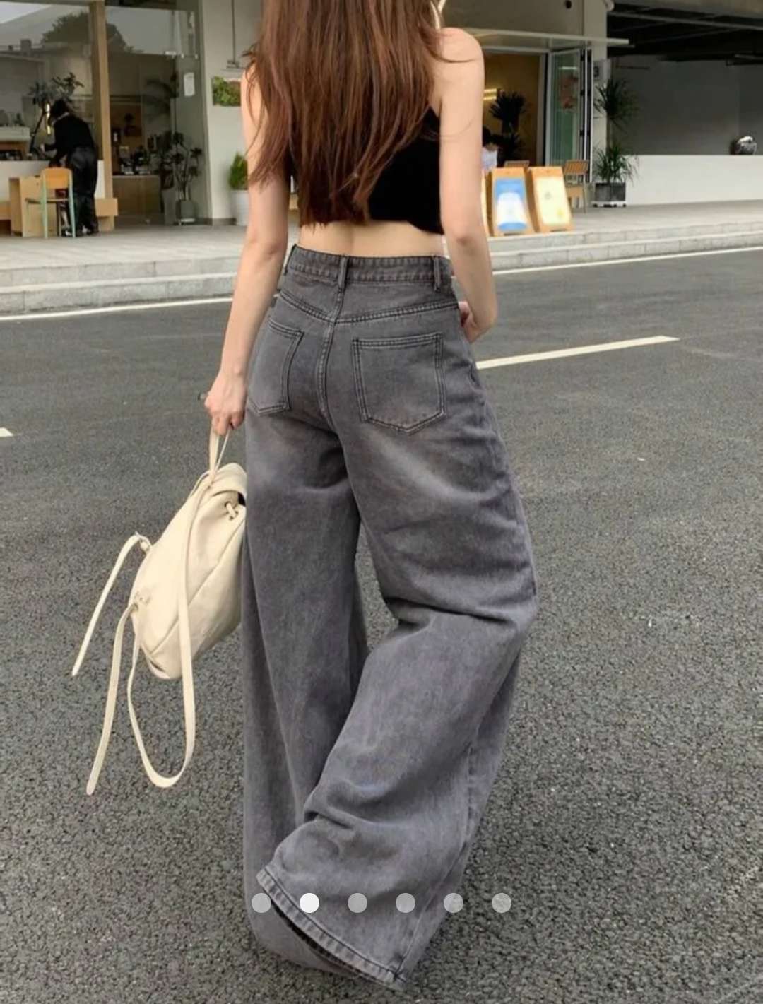 High Waist Vintage Whisker Straight Leg Jeans // Dark Grey