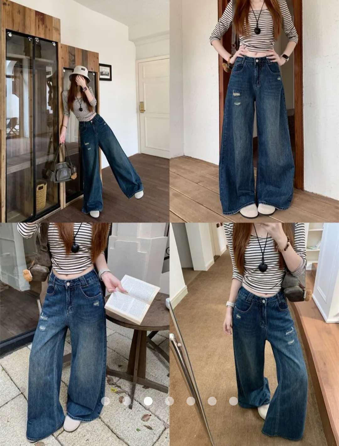 High Waist Destroy Wide Leg Jeans // Dark Wash