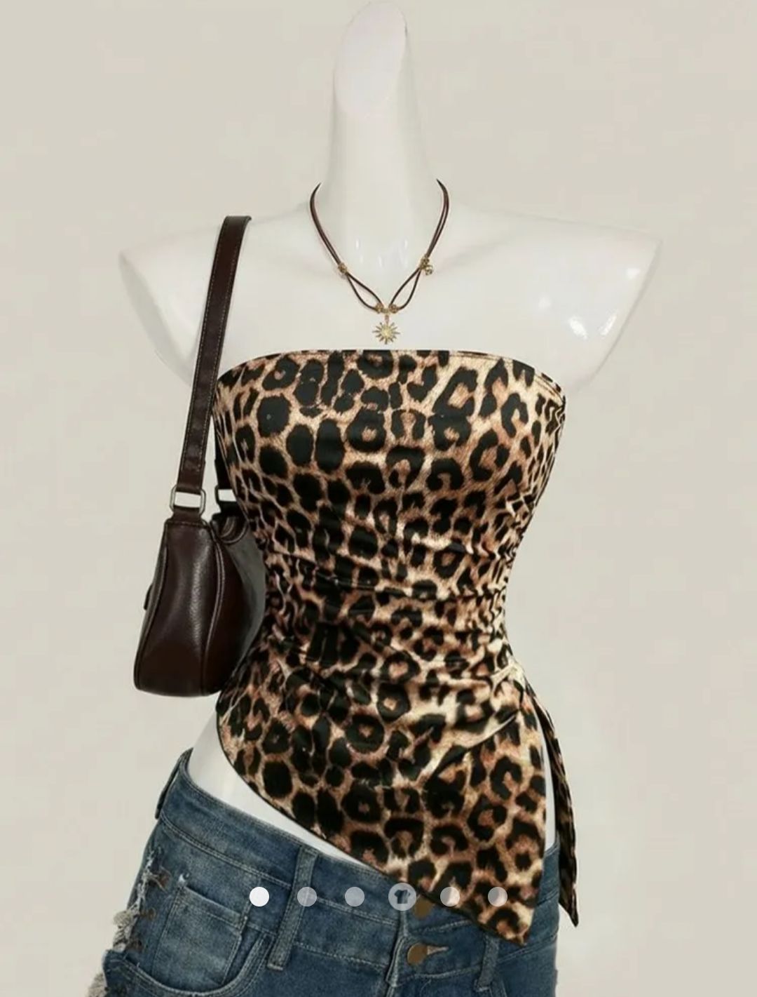 Leopard Slit Tube Top // Brown