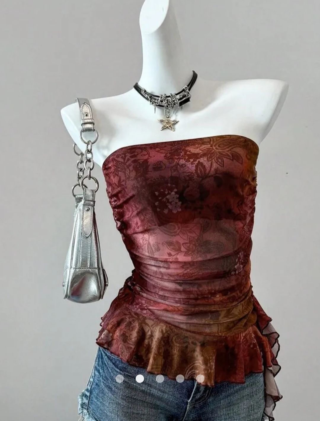 Ruffle Tube Top // Maroon
