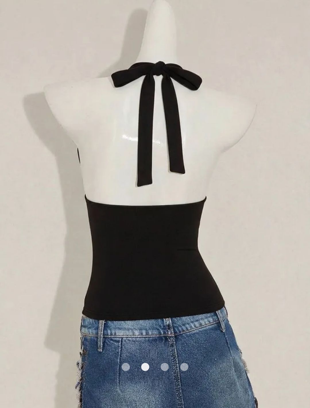 Embroidered Halter Top // Black