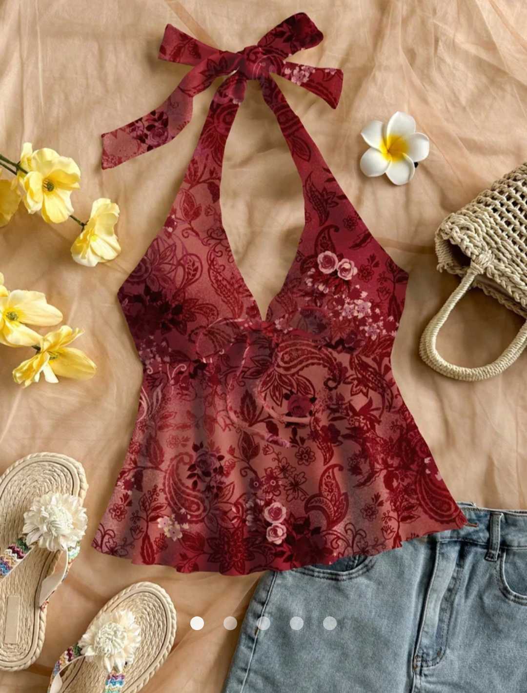Bow Halter Top // Red