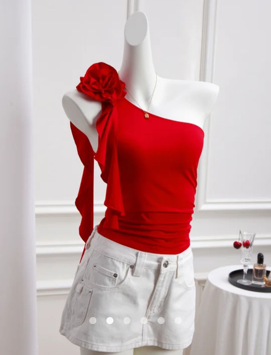 Ruffle Tank Top // Red