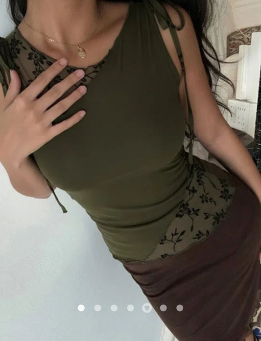 Drawstring Tank Top // Olive Drab