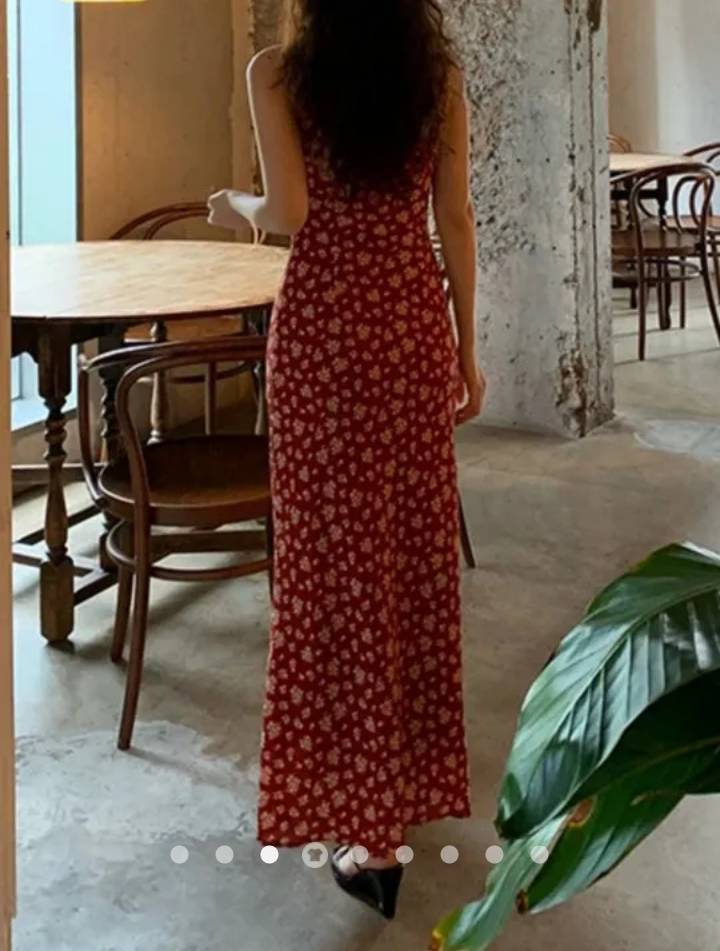 V-Neck Floral Print Dress // Red