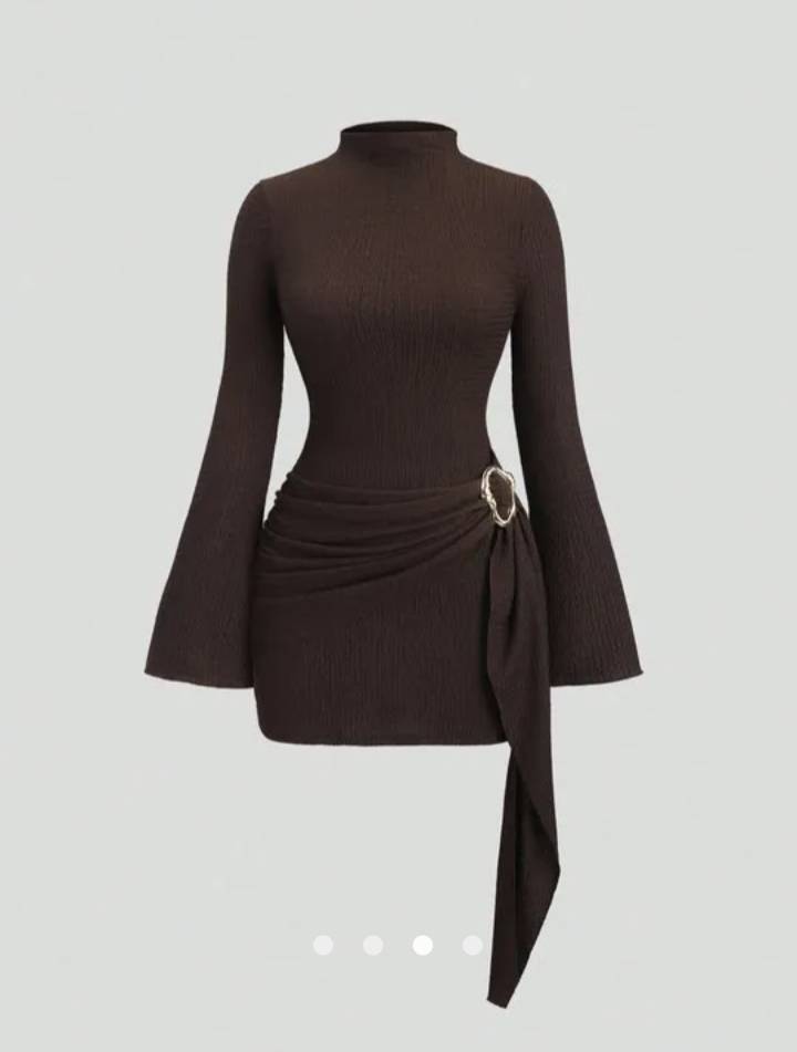 Draped Bodycon Dress // Chocolate