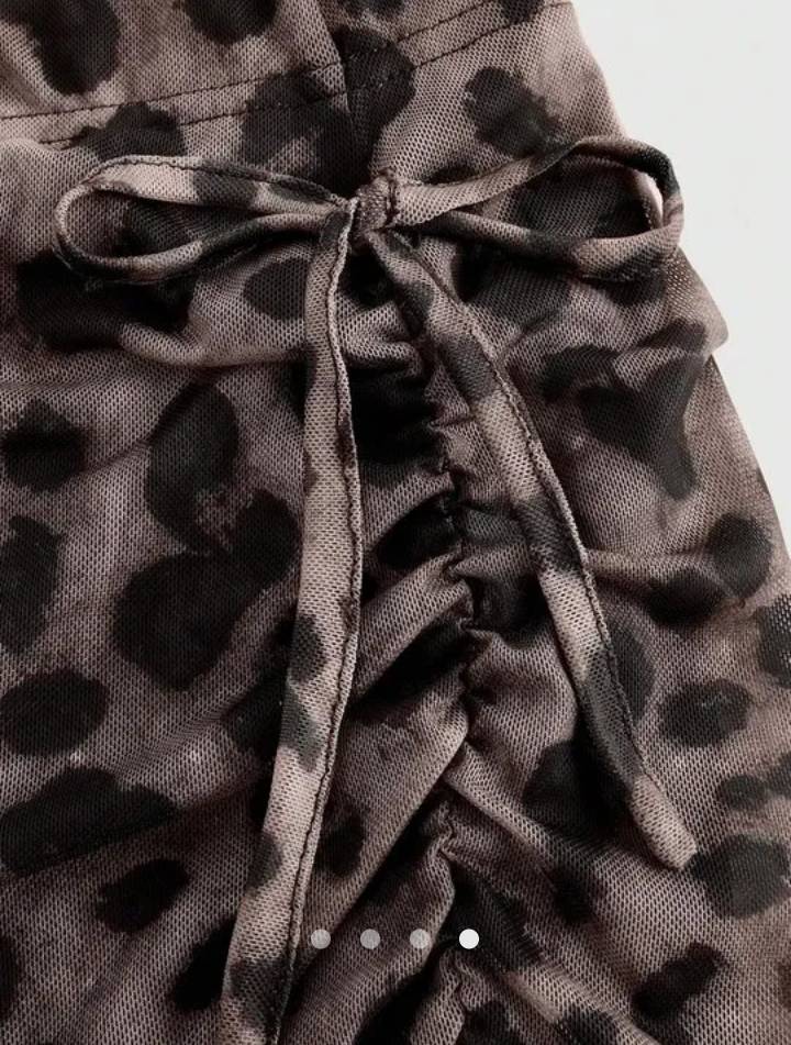 Leopard Print Ruched Maxi Skirt // Khaki & Black