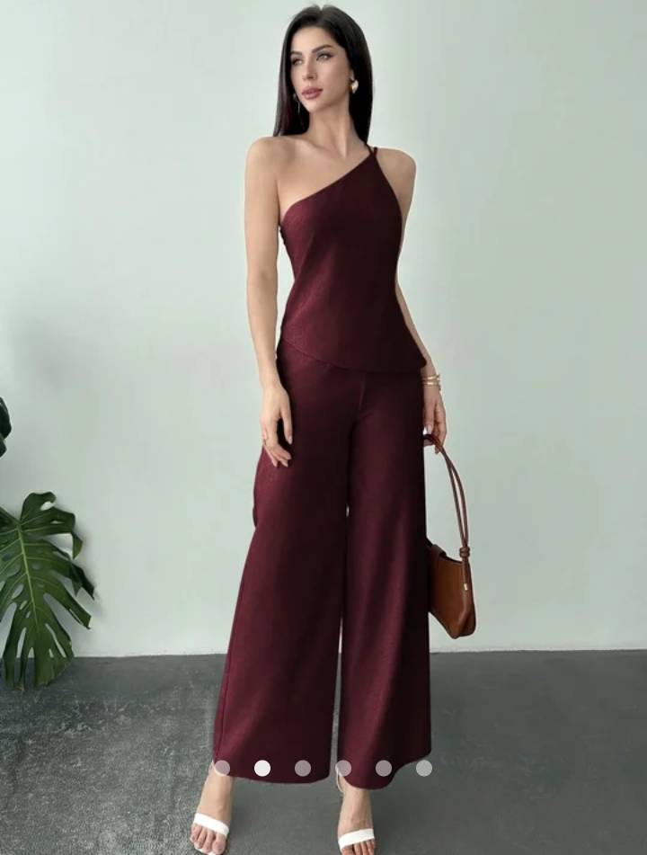 Asymmetric Co-ord Set // Burgundy