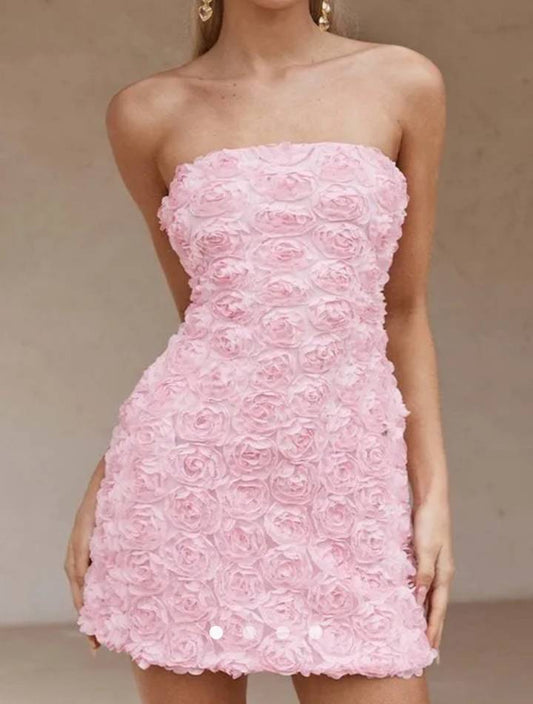 3D Floral Tube Dress // Light Pink