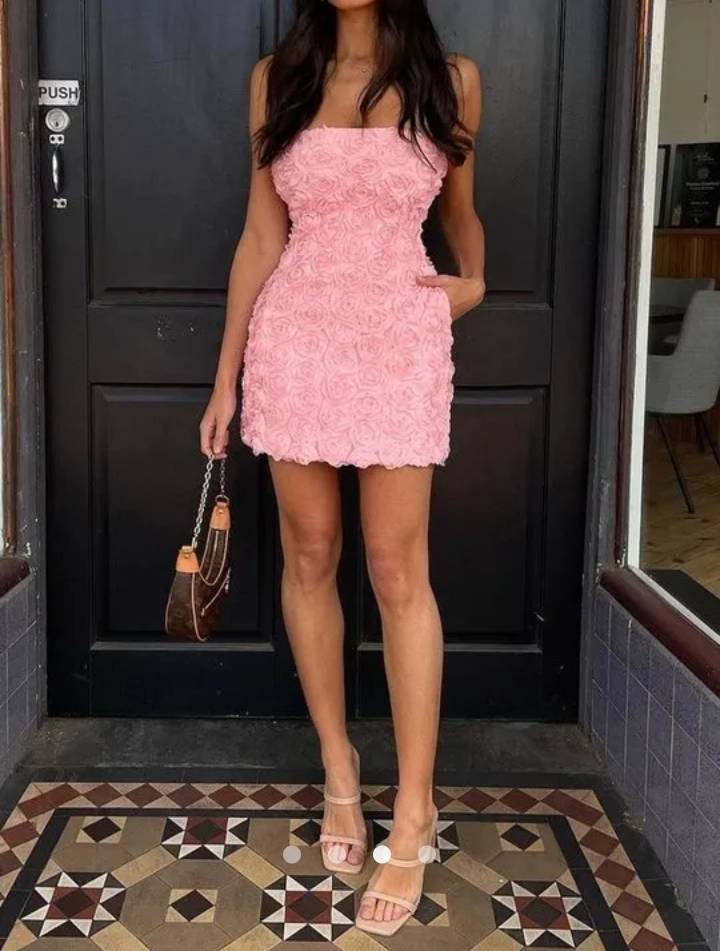 3D Floral Tube Dress // Light Pink