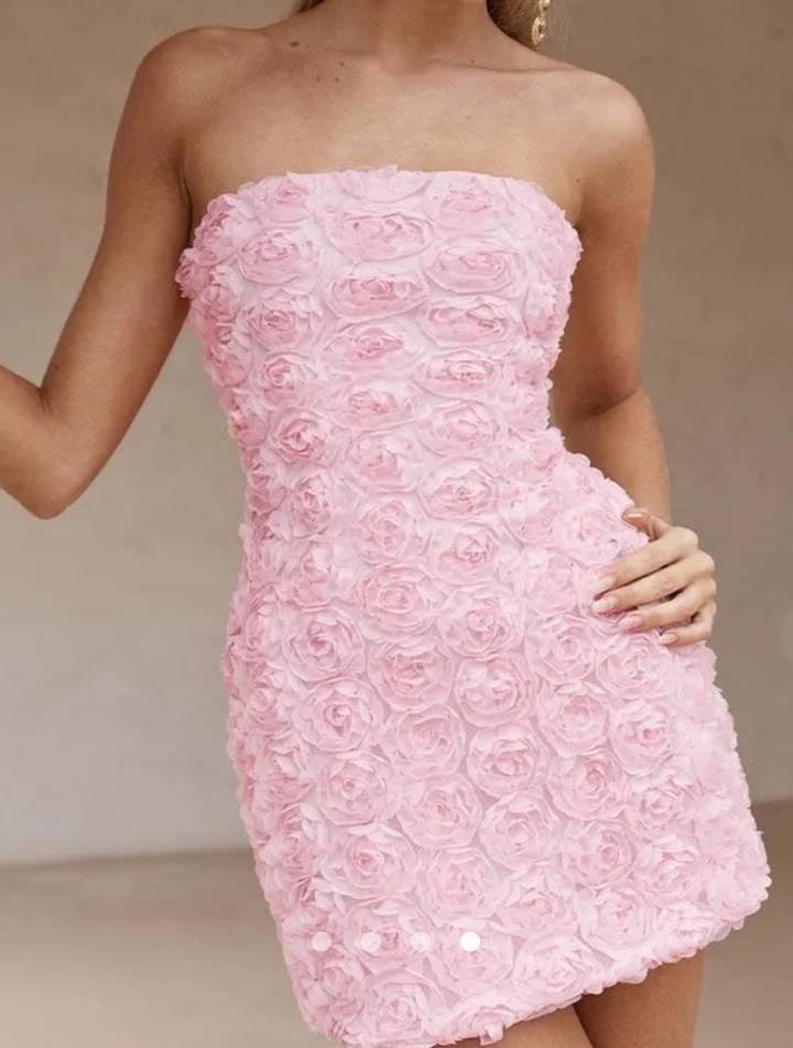 3D Floral Tube Dress // Light Pink