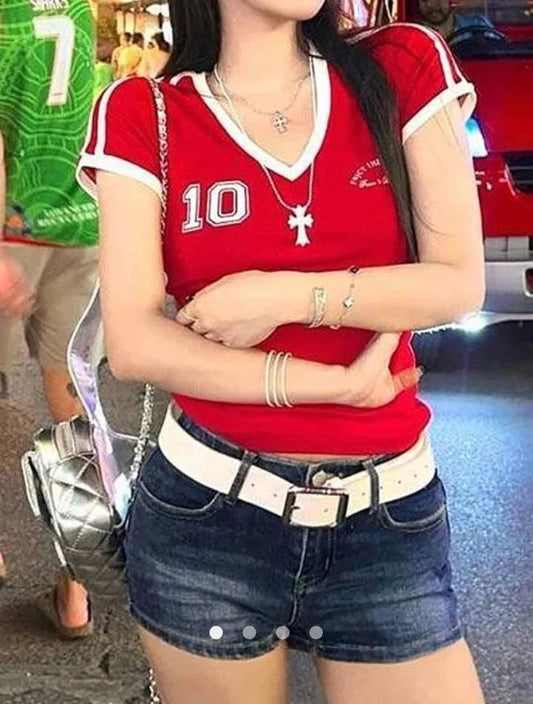 Ribbon Pullover T-Shirt  002 // Red