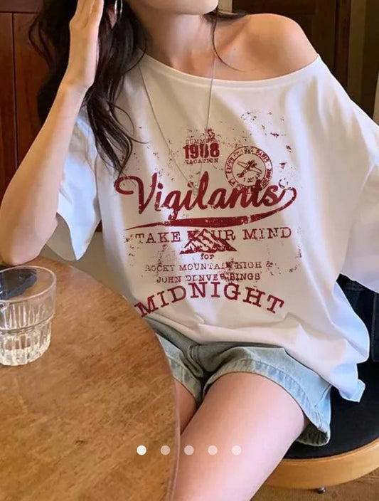 Printed Pullover T-Shirt 003 // White