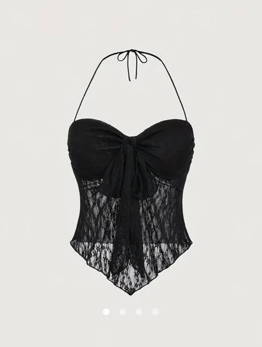 Sheer Halter Top // Black