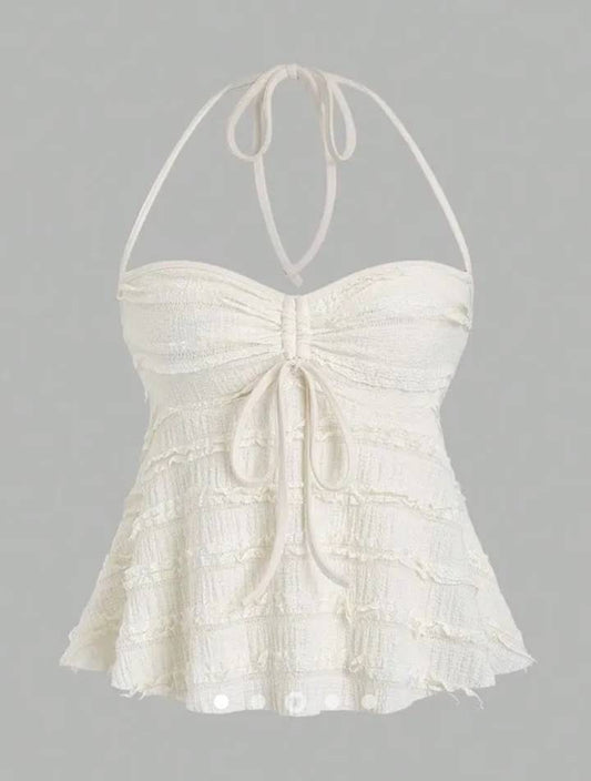 Bow Halter Top // Apricot