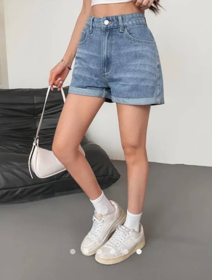 Denim Wide Leg Shorts 002 // Blue