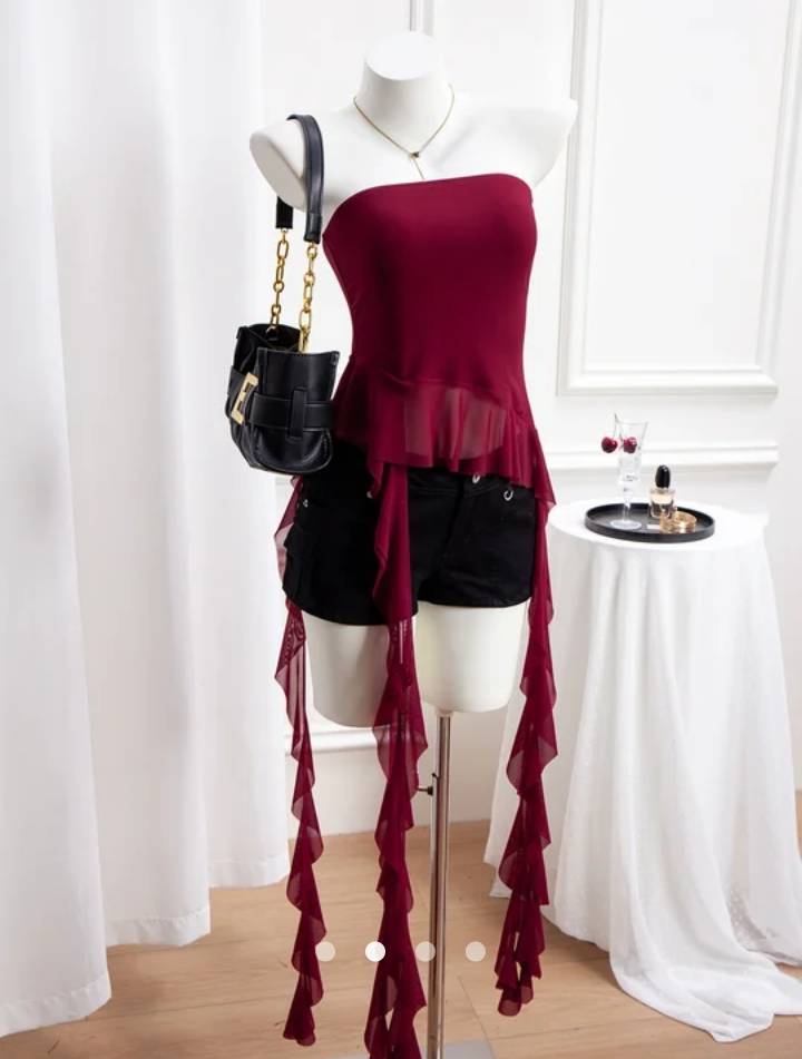 Ruffle Tube Top // Burgundy