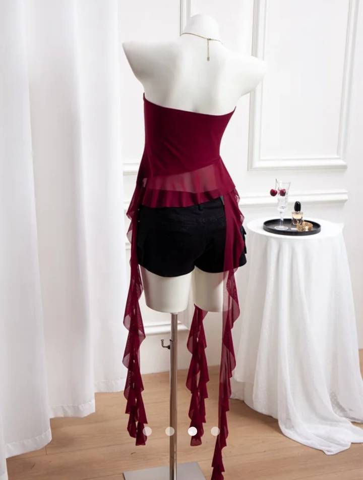 Ruffle Tube Top // Burgundy