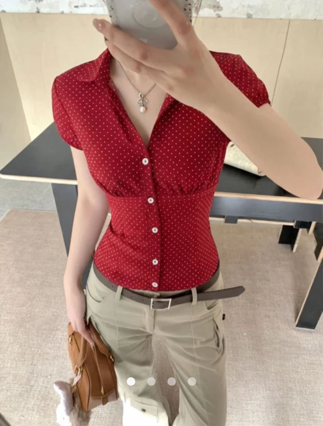 Polka Dot Shirt // Red