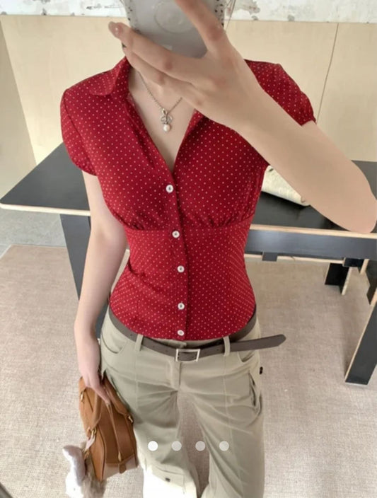 Polka Dot Shirt // Red