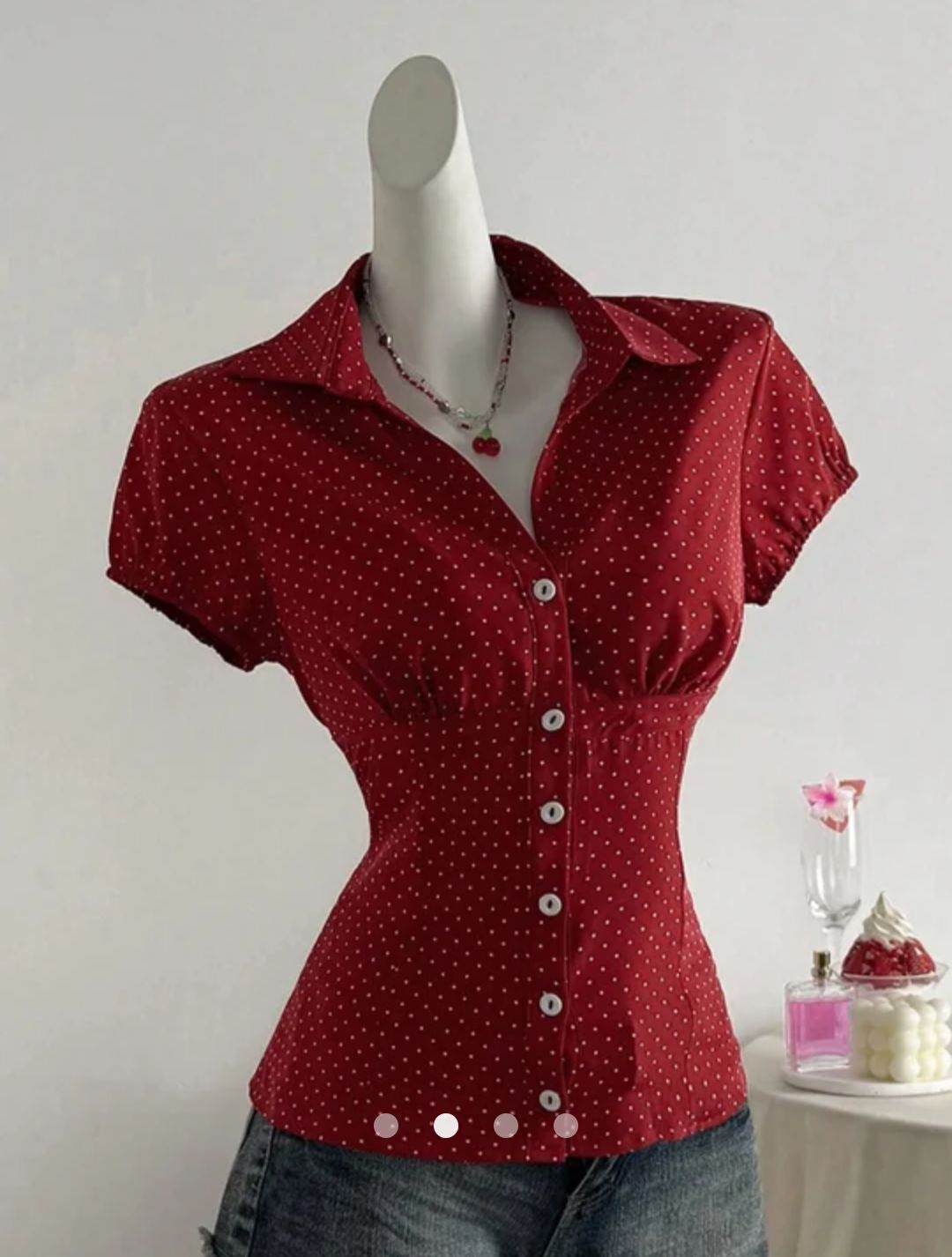 Polka Dot Shirt // Red