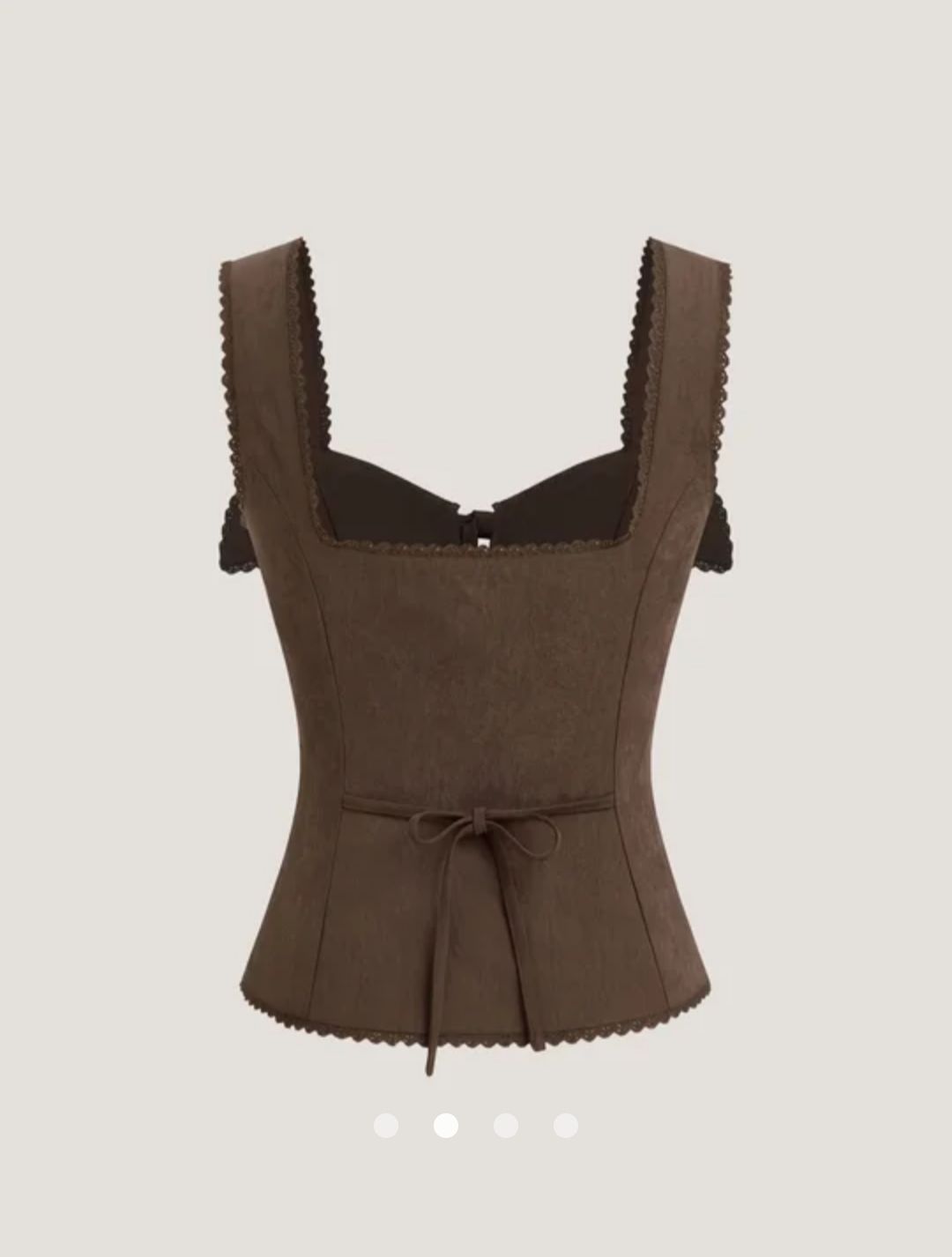 Lace Trimmed Tank Top // Brown