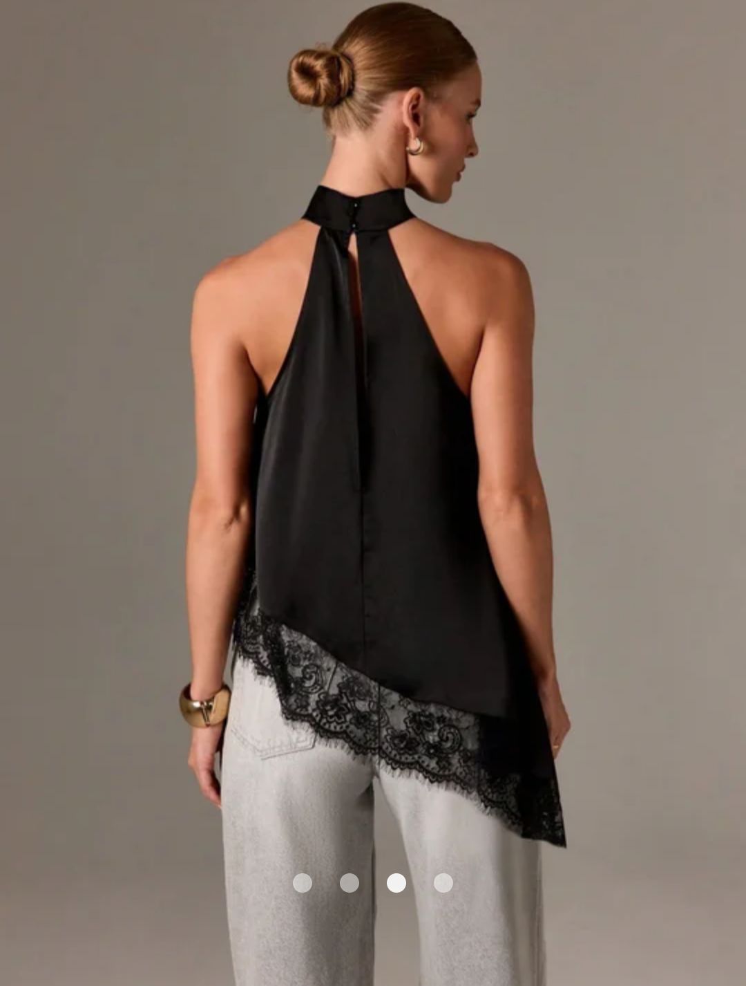 Asymmetric Lace Trimmed Tank Top // Black