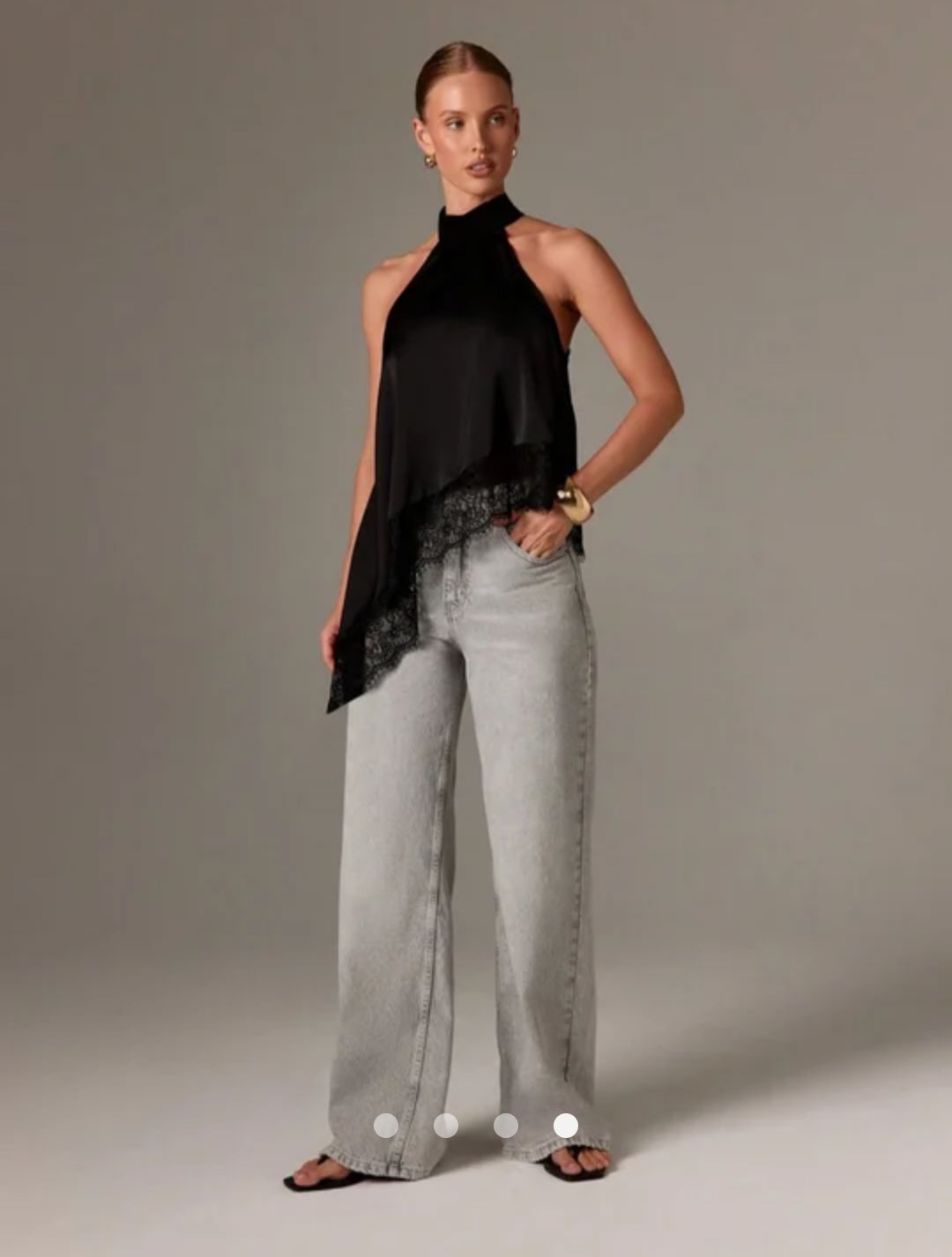 Asymmetric Lace Trimmed Tank Top // Black